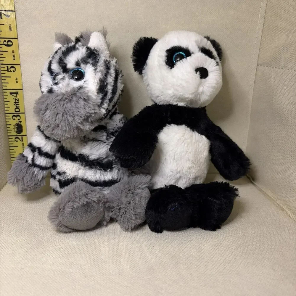 Ty Cuddlys (Attic Treasures) FLUFF Panda Bear & ZAHARI zebra 8